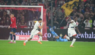 le sublime coup franc direct inscrit par Nuno Mendes avec le PSG contre Lille en Ligue 1