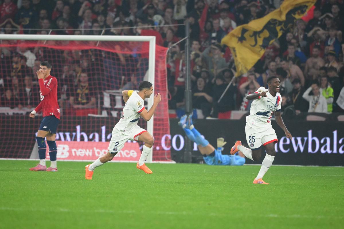 le sublime coup franc direct inscrit par Nuno Mendes avec le PSG contre Lille en Ligue 1