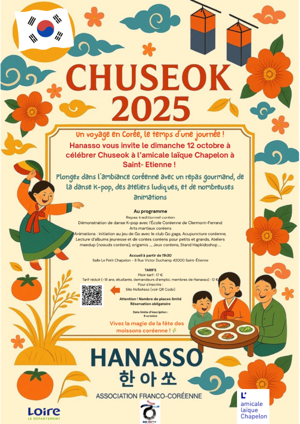 Fête coréenne de Chuseok le 12 octobre à Saint-Etienne