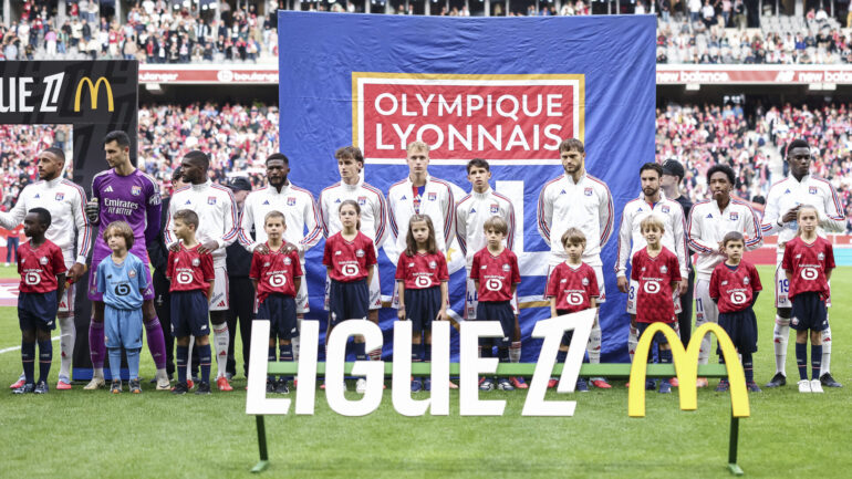 Les joueurs de l'OL à Lille lors de la 6e journée de Ligue 1.