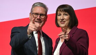 Le Premier ministre britannique Keir Starmer et la ministre des Finances Rachel Reeves, au congrès travailliste de Liverpool, le 23 septembre 2024