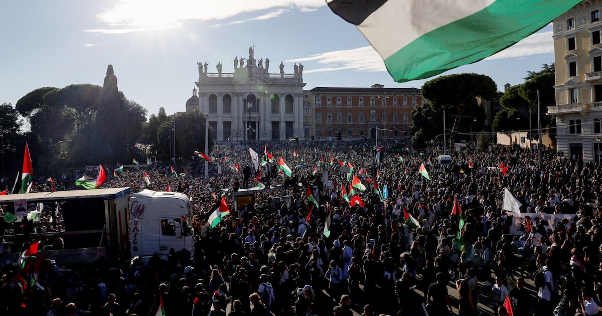 A Rome, une impressionnante marée humaine défile pour Gaza et contre Meloni – Libération