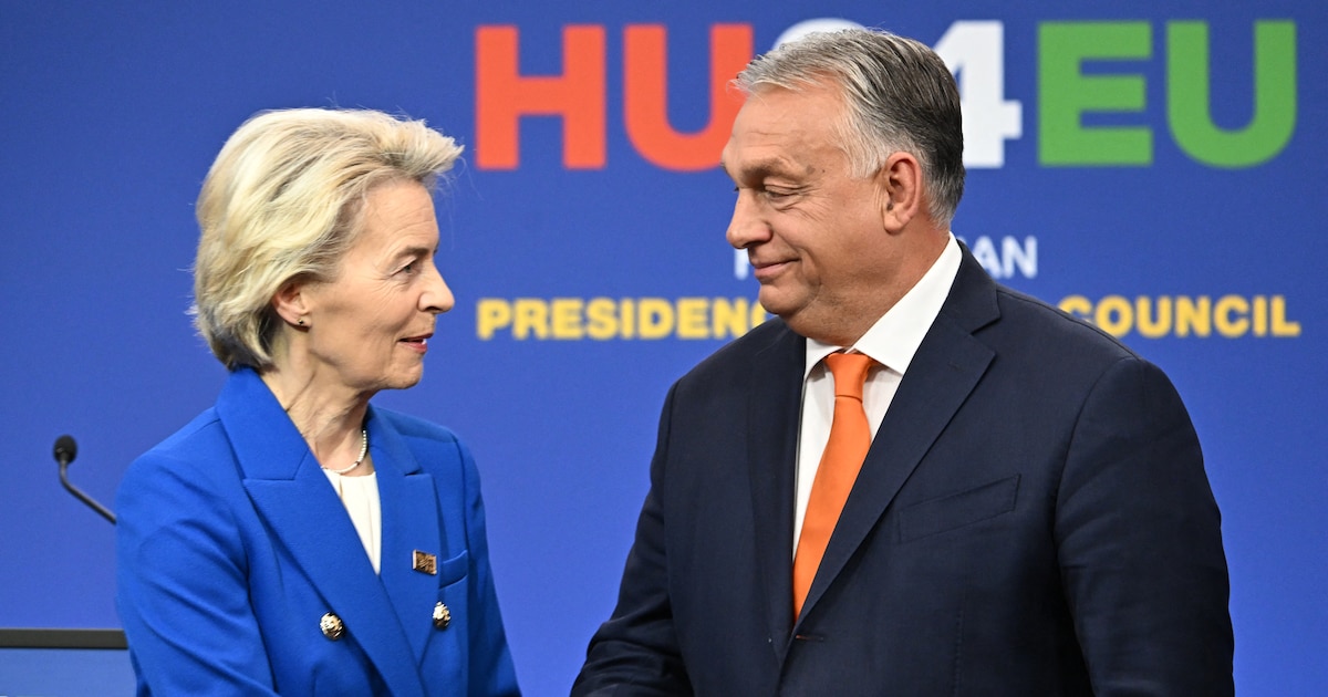 Le Premier ministre hongrois Viktor Orbán et la présidente de la Commission européenne Ursula von der Leyen, le 8 novembre 2024, à Budapest.