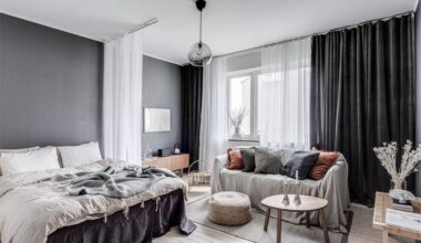 studio 35m2 décoration scandinave murs gris