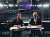 Alexandre Aulas, PDG de Thrillstage, et François Codet, président du directoire de la Caisse d’Epargne Rhône Alpes.