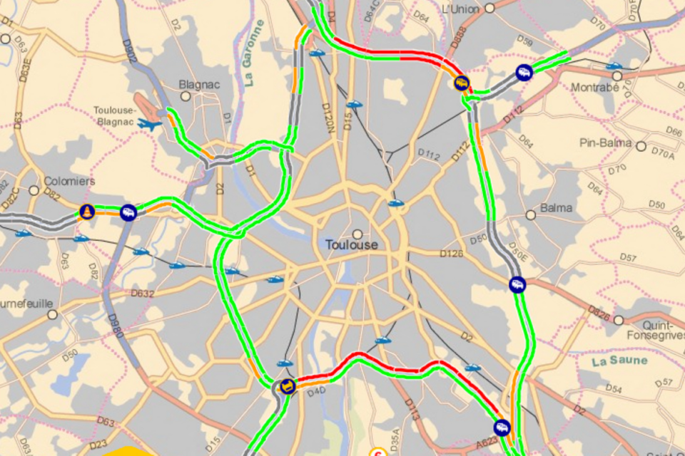 Un bouchon de grande ampleur s'est formé sur le périphérique, au sud de Toulouse, suite à un accident.
