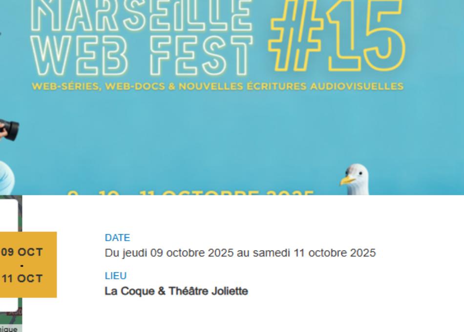 MARSEILLE : Marseille Web Fest 2025, du jeudi 9 au samedi 11 octobre