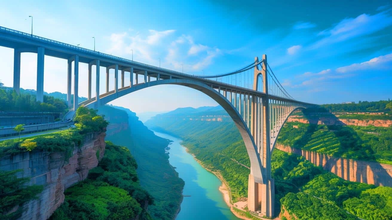 Illustration de la vue spectaculaire depuis le pont du Grand Canyon de Huajiang, la plus haute structure de ce type au monde.