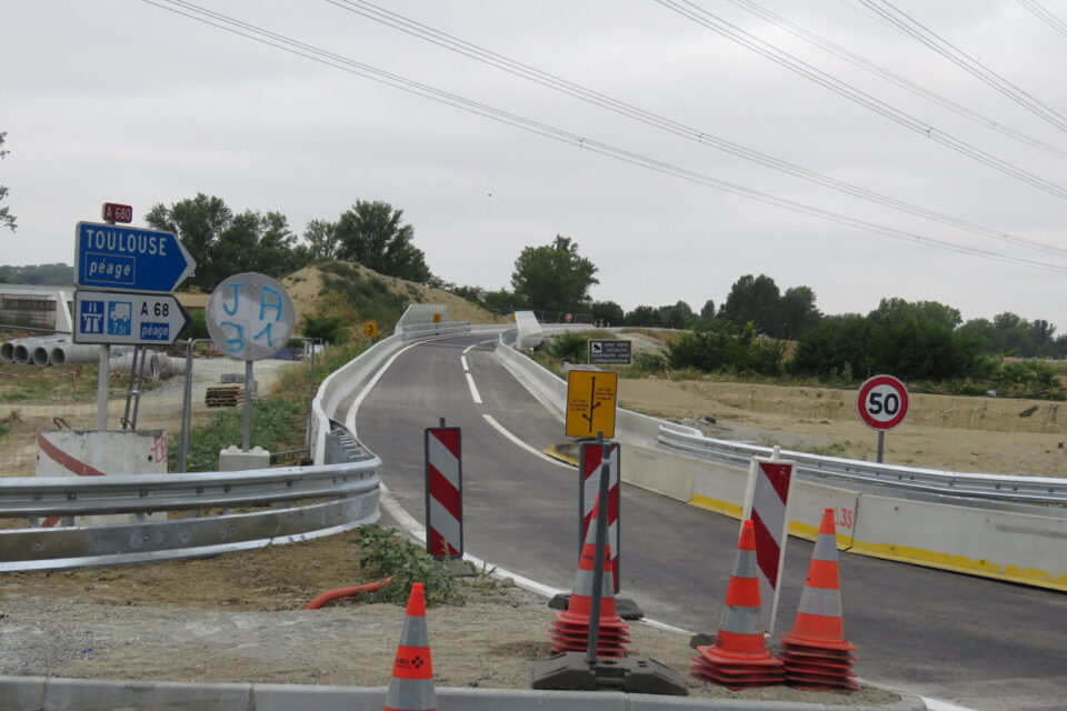 Le chantier de doublement de l'A680 est en cours au niveau de Verfeil, à l'est de Toulouse