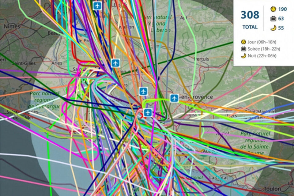 Les mouvements d'avions à l'aéroport Marseille Provence en 24 heures, ici le 20 octobre 2025