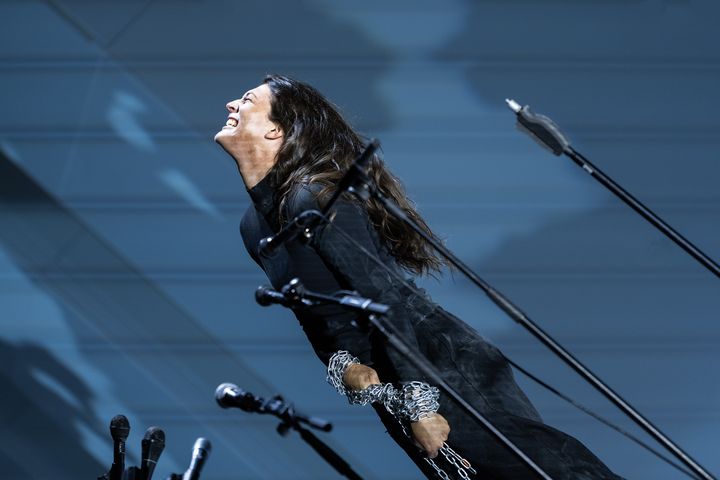Christel Loetzsch dans le rôle d'Antigone à la Philharmonie de Paris, le 6 octobre 2025. (CORDULA TREML)