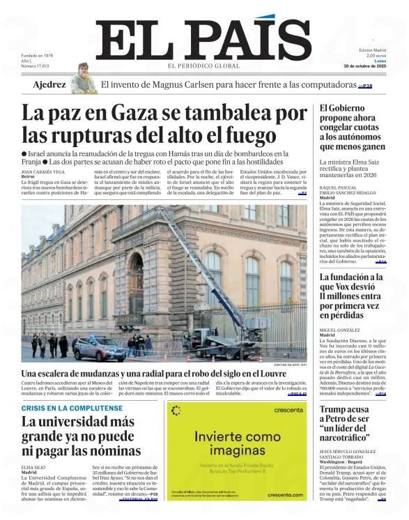 La Une du journal espagnol