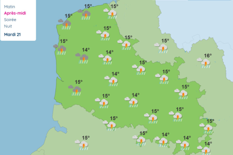 Orages, pluie et rafales de vent : les éléments se mettent en ordre de marche lundi 20 octobre 2025, dans le Nord et le Pas-de-Calais, qui passent en vigilance jaune orages.