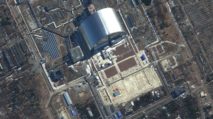 L’Ukraine s’alarme ce mercredi 1er octobre d’un bombardement russe contre la centrale de Tchernobyl. (Photo satellite datée du 10 mars 2022 montrant la centrale de Tchernobyl, passée sous contrôle des Russes pendant près d'un mois.)