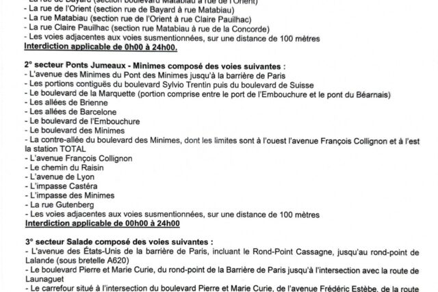 Les rues concernées par le nouvel arrêté anti-prostitution. (© Mairie de Toulouse)