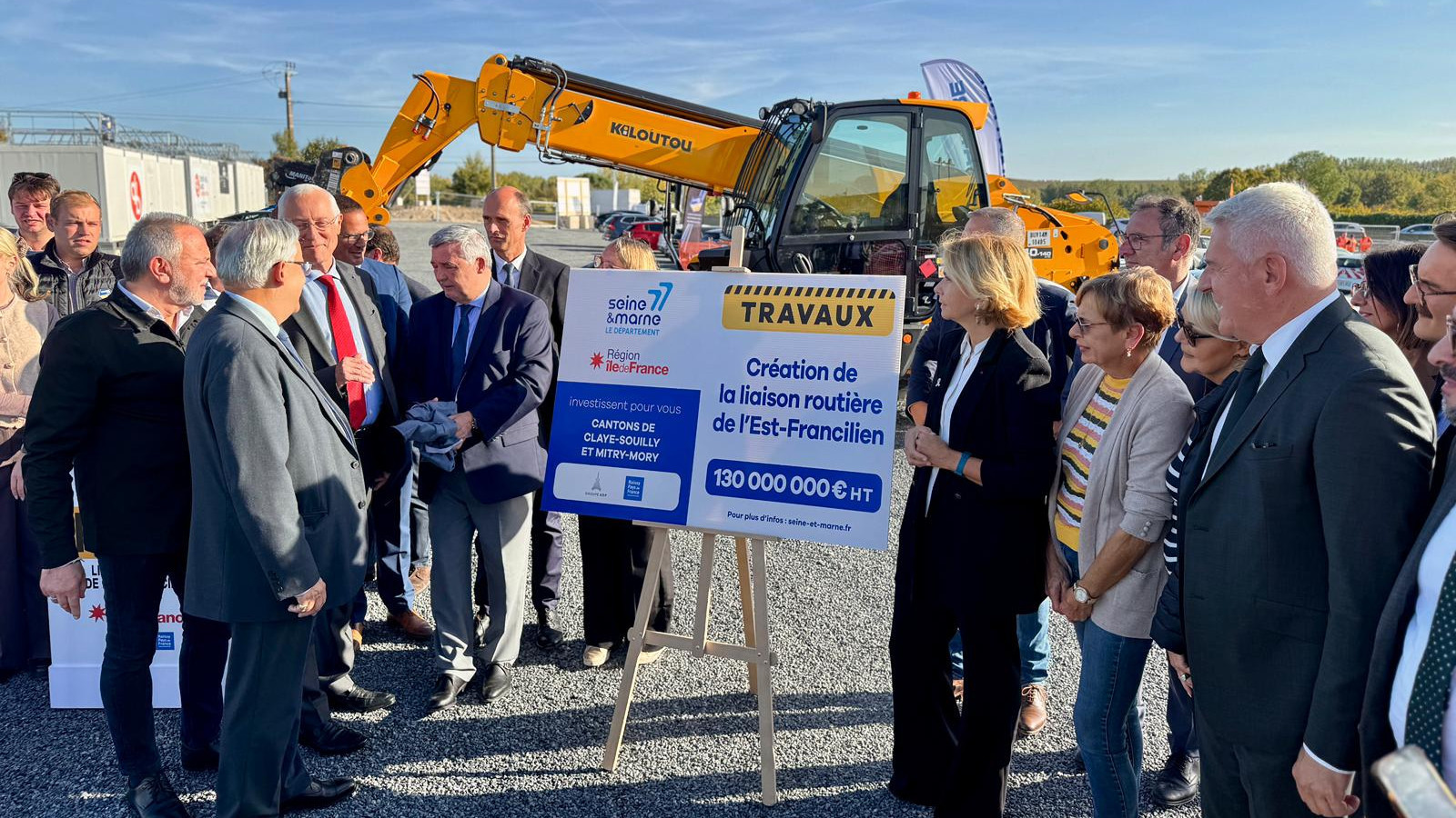 © Département de Seine-et-Marne - La première pierre des travaux de la future liaison routière de l'Est francilien a été posée le 3 octobre dernier.