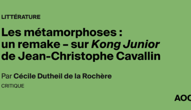 Les métamorphoses : un remake – sur Kong Junior de Jean-Christophe Cavallin