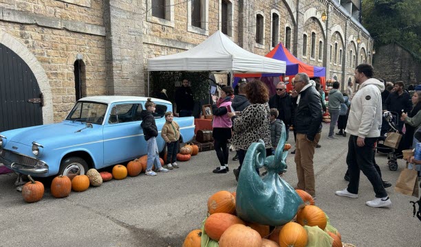 La voiture d’Harry Potter était garée au fort de Bron ce 26 octobre. L’Étrange Noël des Sorciers se poursuit ce week-end du 1er et 2 novembre. Photo Bertrand Gacon