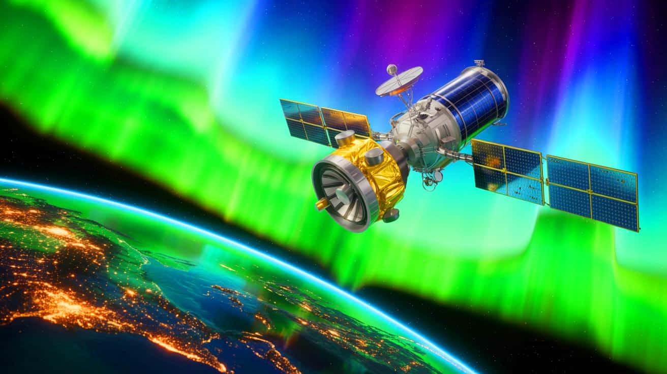 Illustration de la transformation des variations du champ magnétique terrestre en son audible grâce aux satellites Swarm.