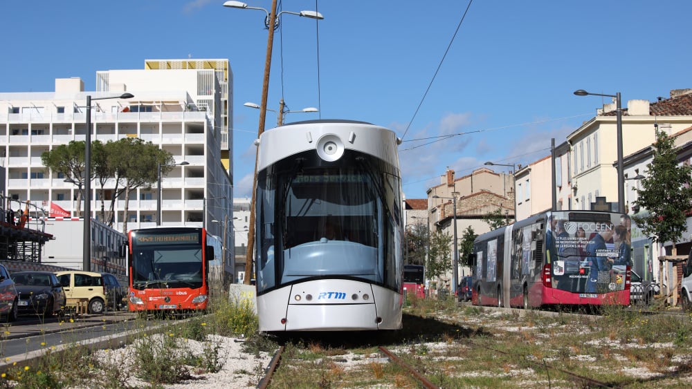 l'extension du tramway T3 à Marseille, de Gèze à la Gaye, en service début 2026