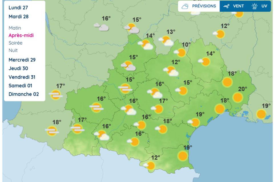 Voici les prévisions météo en Occitanie mardi 28 octobre 2025.