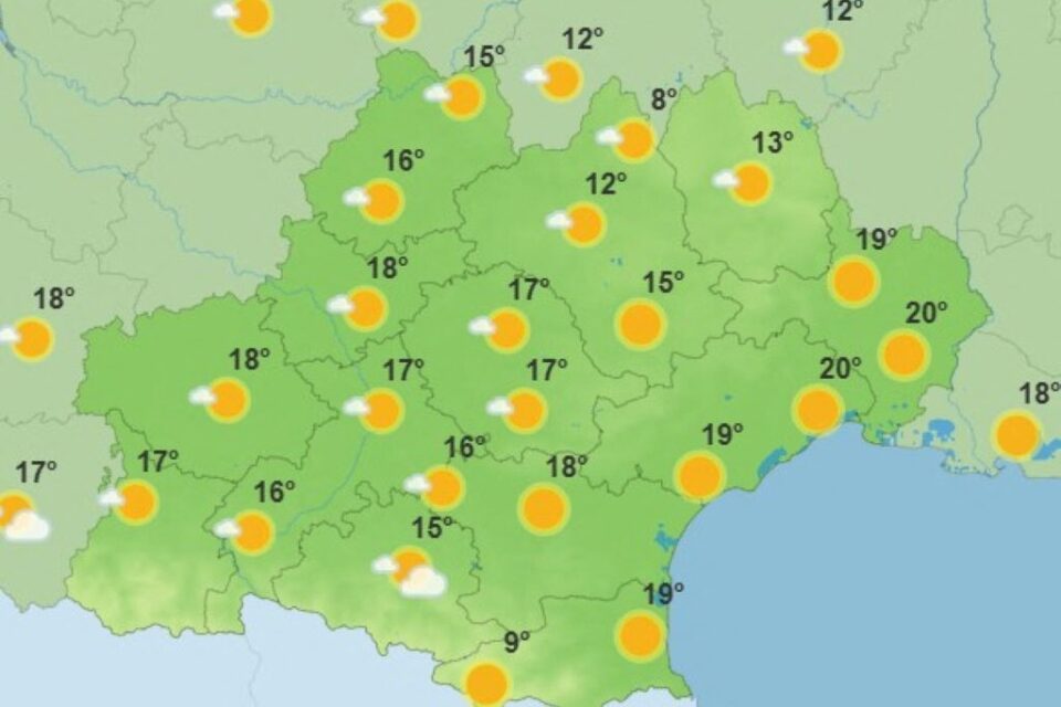 Les prévisions de Météo France en Occitanie pour dimanche après-midi.