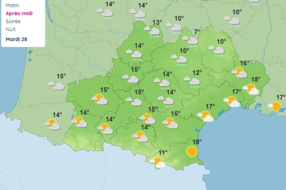 La météo en Occitanie ce lundi.