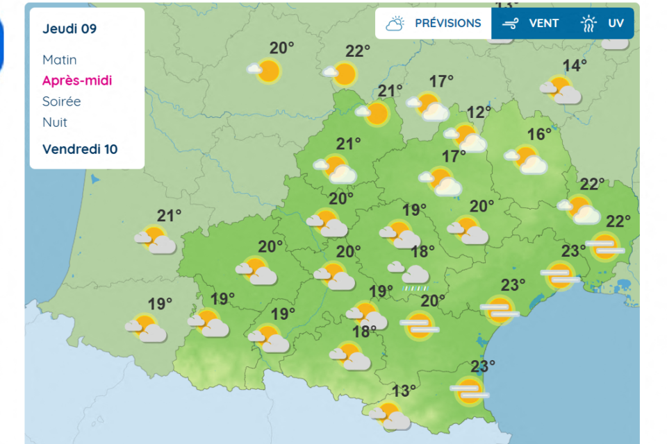 Les prévisions en Occitanie pour ce jeudi 9 octobre 2025.