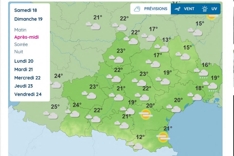 Les prévisions en Occitanie pour ce dimanche 19 octobre 2025.