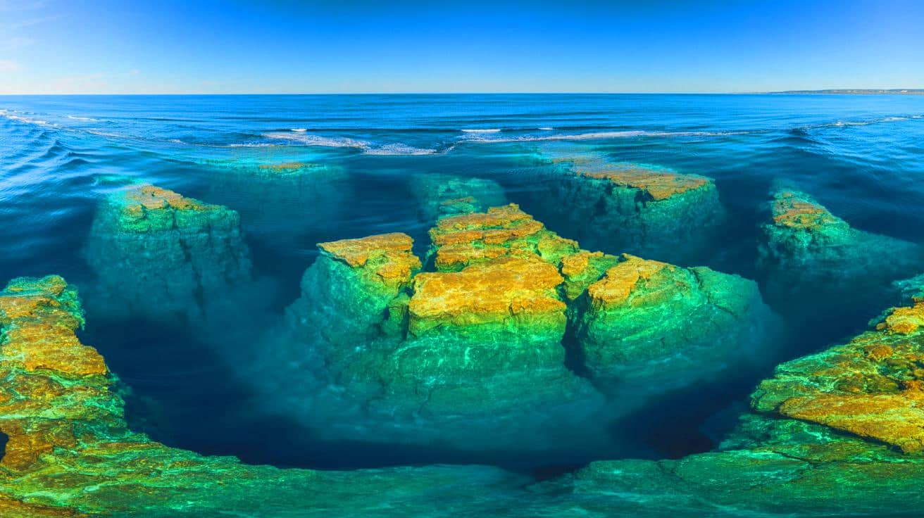 Illustration de structures colossales vieilles de 117 millions d'années découvertes sous l'océan Atlantique.