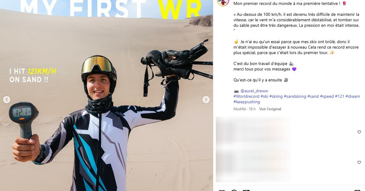 Ski. À 121 km/h sur une dune de sable au Pérou, il bat un record du monde : « Je n’ai eu qu’un essai parce que mes skis ont brûlé »
