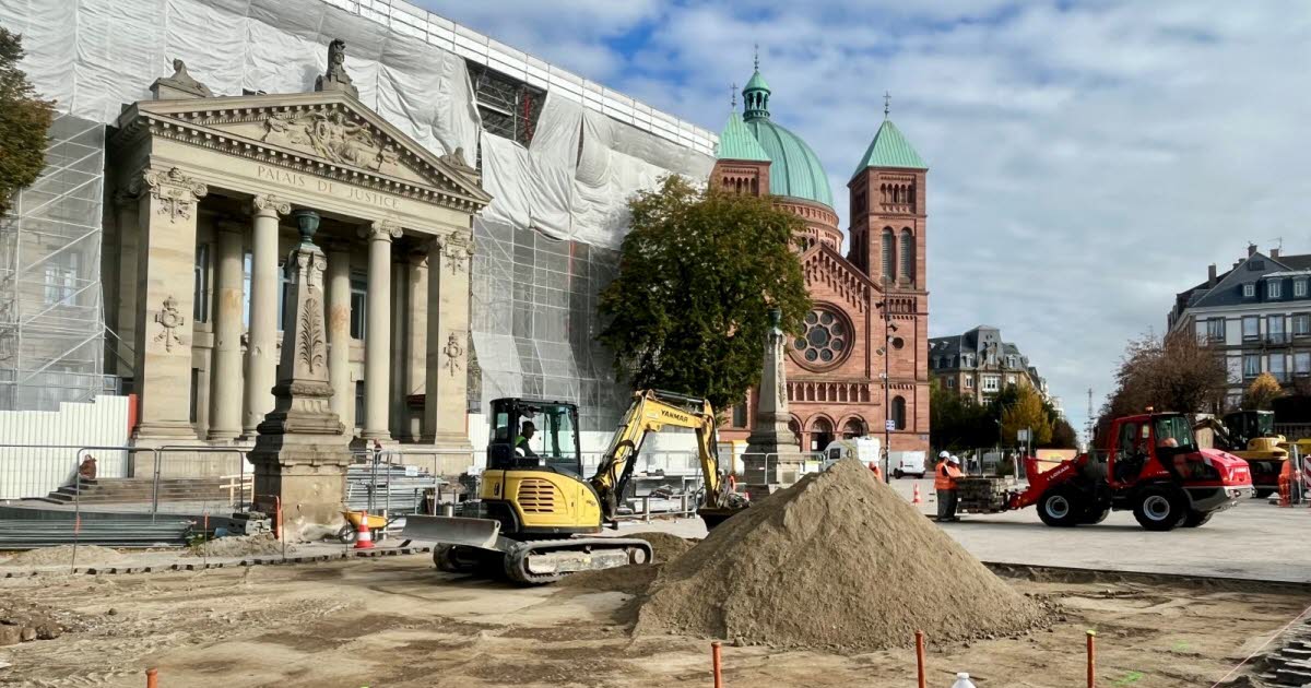Strasbourg. Devant le tribunal, la végétalisation de la place Gisèle-Halimi a commencé