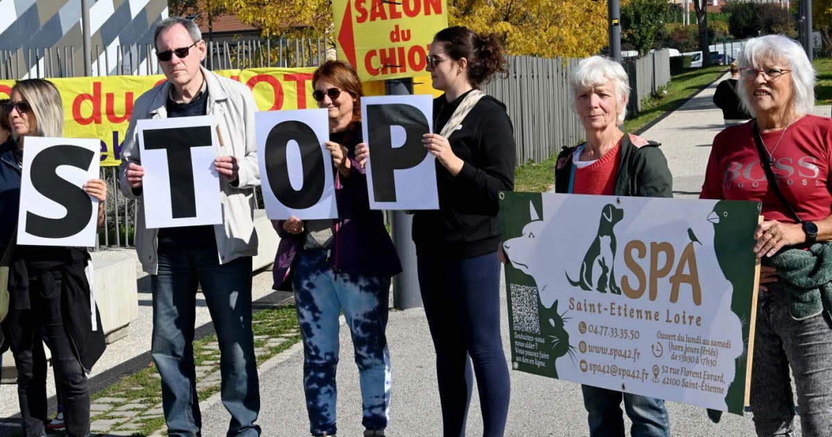 ils manifestent devant le Salon du chiot