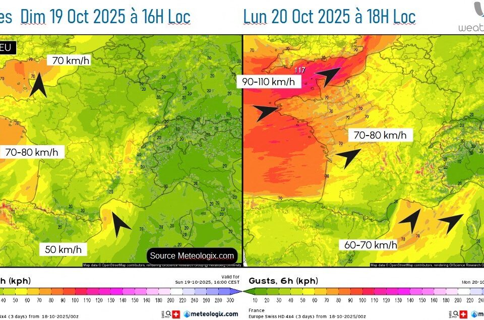 La perturbation pluvieuse s'accompagne d'un coup de vent sur plusieurs régions littorales.