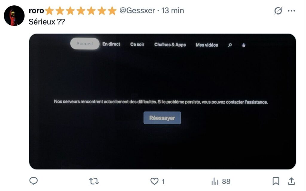 La panne sur une Apple TV. La panne sur une Apple TV.