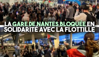 la gare bloquée en soutien à la flottille