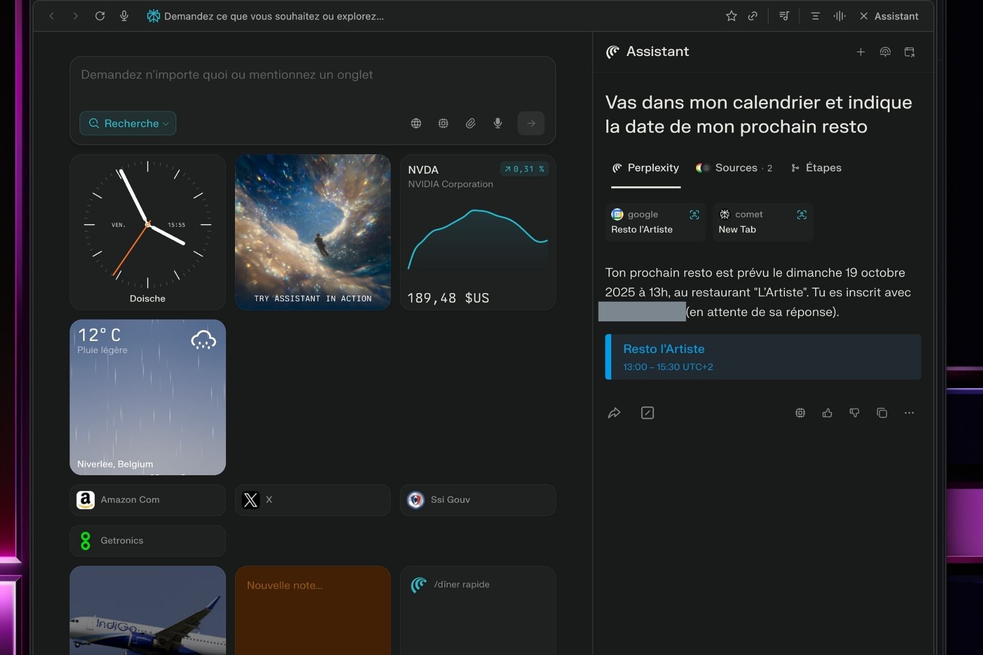 Test Calendrier Comet