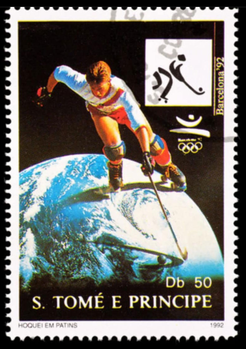 Le timbre de rink hockey des Jeux Olympiques 1992