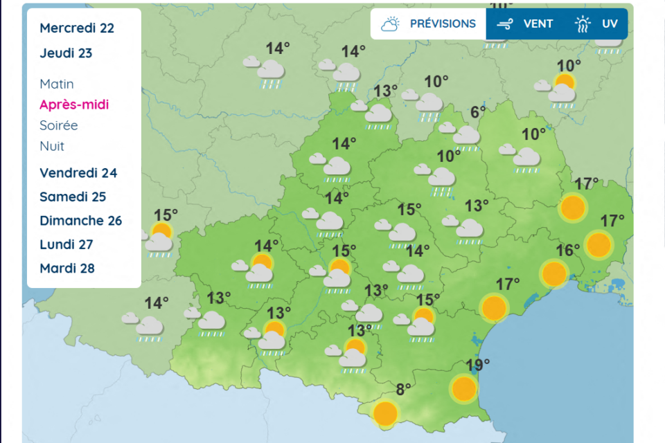 Les prévisions en Occitanie pour ce jeudi 23 octobre 2025.