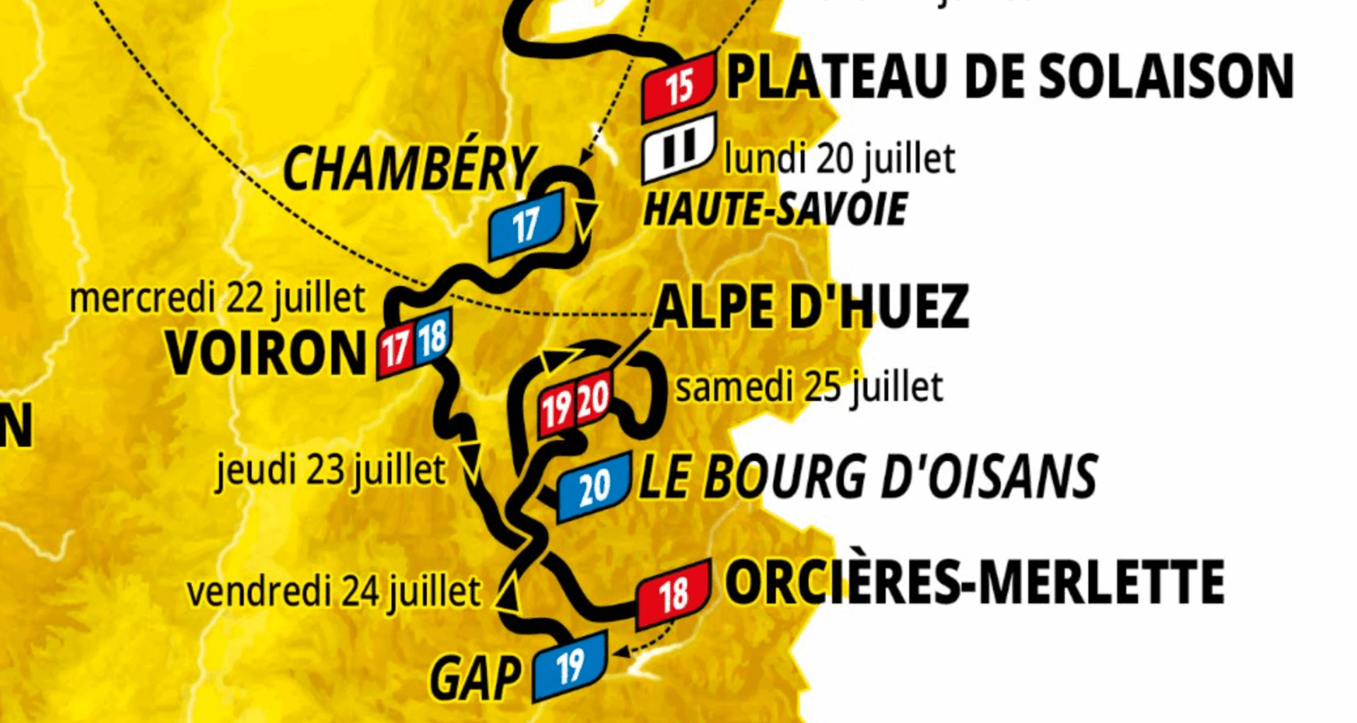 GRENOBLE (ENCORE) RAYÉE DE LA CARTE DU TOUR DE FRANCE