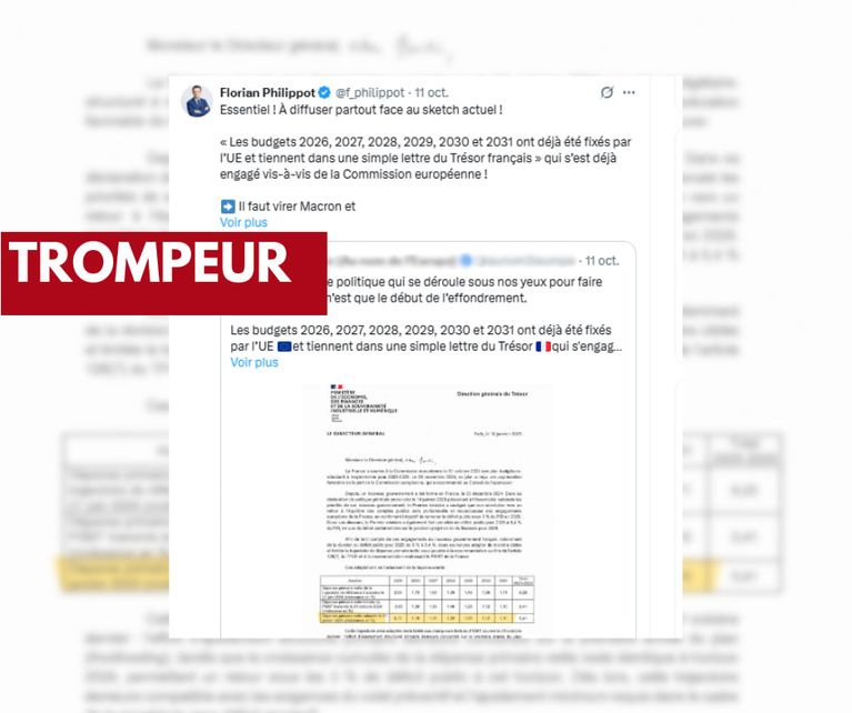 Florian Philippot affirme à tort que le budget de la France est "fixé" par l'UE jusqu'en 2031 - Capture d'écran
