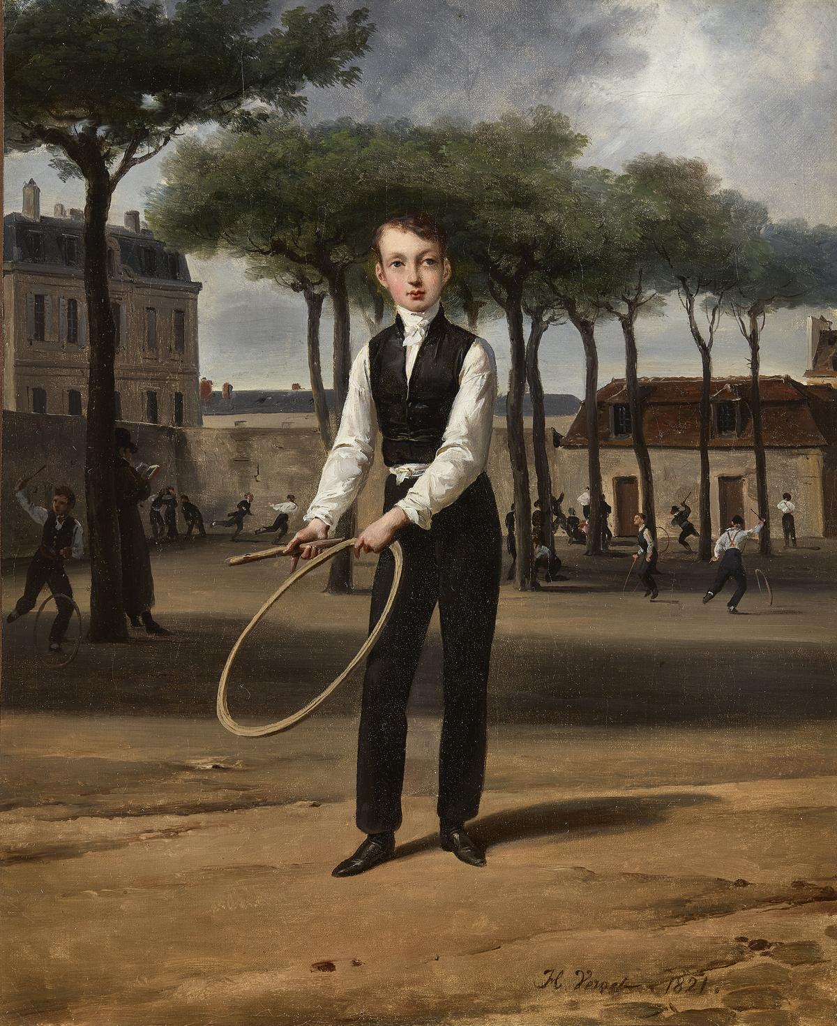 « Portrait de Ferdinand Philippe d’Orléans, duc de Chartres, au collège royal Henri-IV ». Le duc d’Orléans revendique son droit de donner une instruction libre et libérale à ses enfants. Il obtient même que son fils participe aux récréations, au grand dam du roi qui craint les mauvaises manières et les gros mots qui s’y échangent