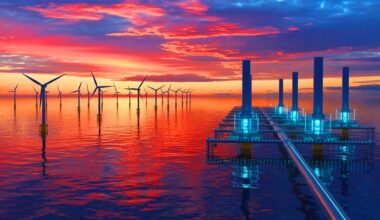 Illustration de la production d'hydrogène vert à partir de l'énergie éolienne en mer du Nord.