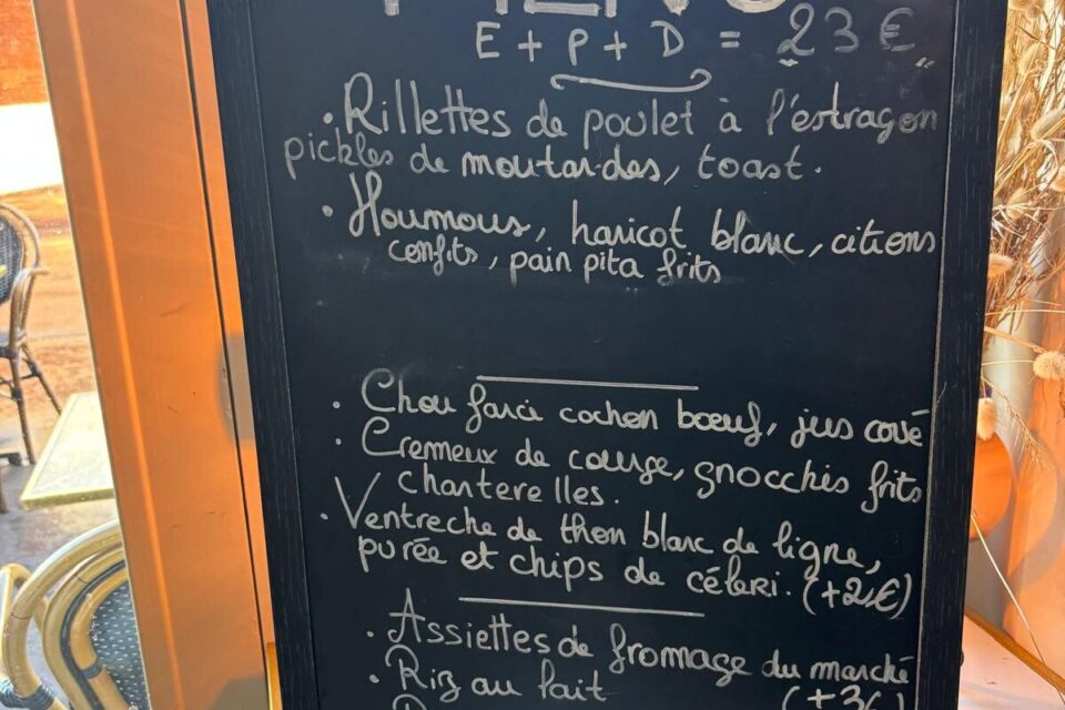 Un exemple de carte du midi, à Toulouse.