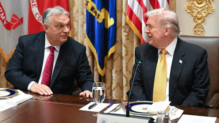 Donald Trump et Viktor Orban se rencontrant dans la salle du Cabinet de la Maison Blanche à Washington, le 7 novembre 2025. 