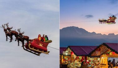 Marché de Noël, le Père Noël s’envole dans un traîneau