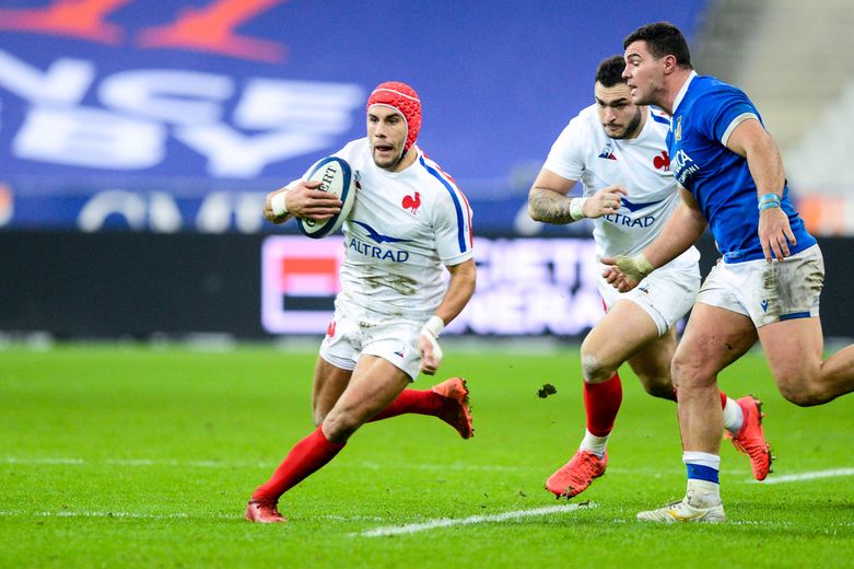 Gabin Villière a inscrit un essai lors de sa première sélection contre l’Italie en 2020.