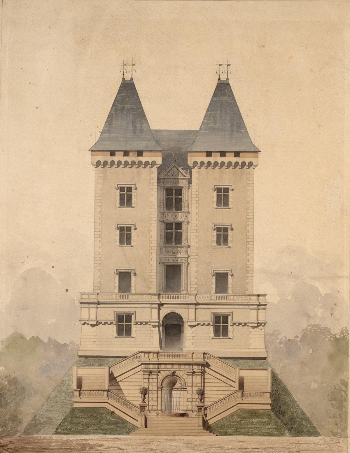 Un escalier à double révolution dans ce projet de restauration de la façade ouest... 