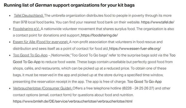 Une liste d'organisations allemandes et d'applications pour se nourrir sans trop dépenser. US Army Garrison Bavaria.
