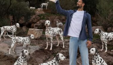 Tennis : pour fêter le 101e titre de sa carrière, Novak Djokovic prend la pose au milieu de… dalmatiens